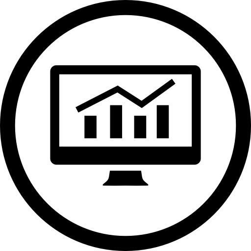 Analytics bars graphic on a monitor screen