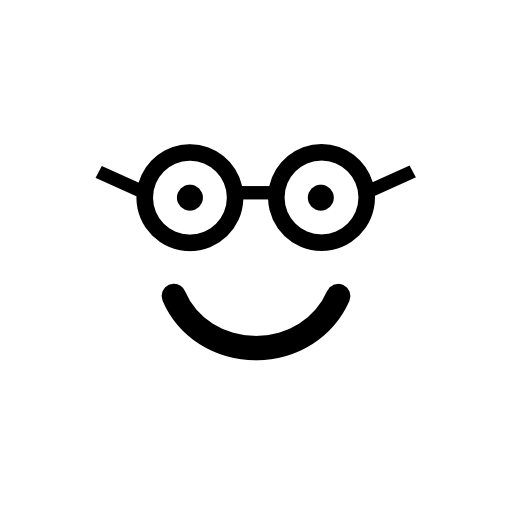 Nerd happy smiling face in rounded square face