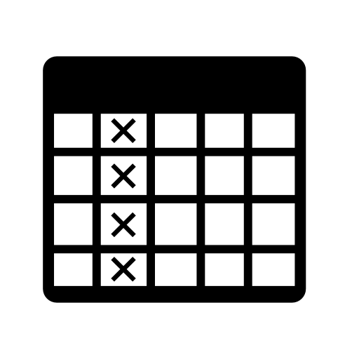 Table cells of a column selected with crosses