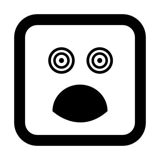 Surprised square face with eyes and mouth opened