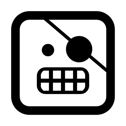 Pirate emoticon face with one covered eye in square outline