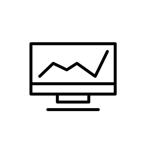 Line graphic on a monitor screen outline in a circle