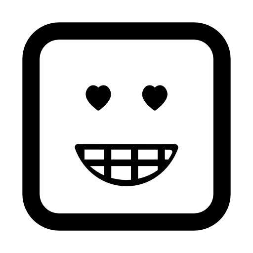 Emoticon in love face in a square