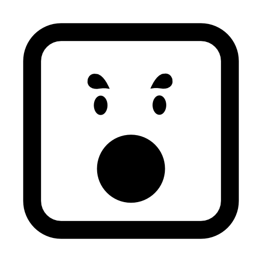 Emoticon square surprised face with open circular mouth