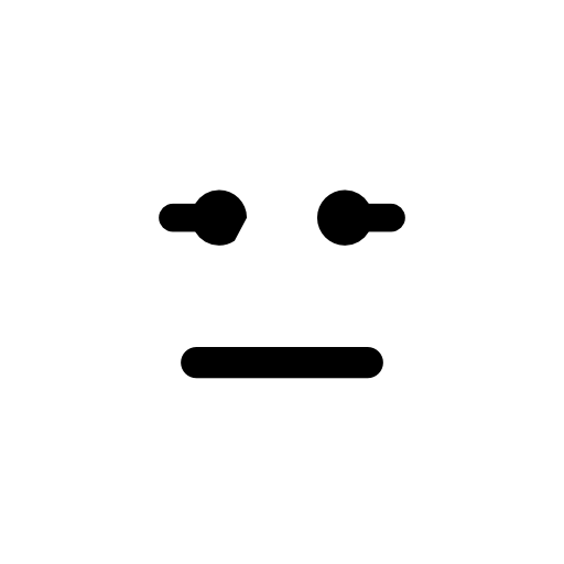 Emoticon square face with straight mouth and eyes lines