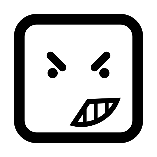 Anger on emoticon face of rounded square outline