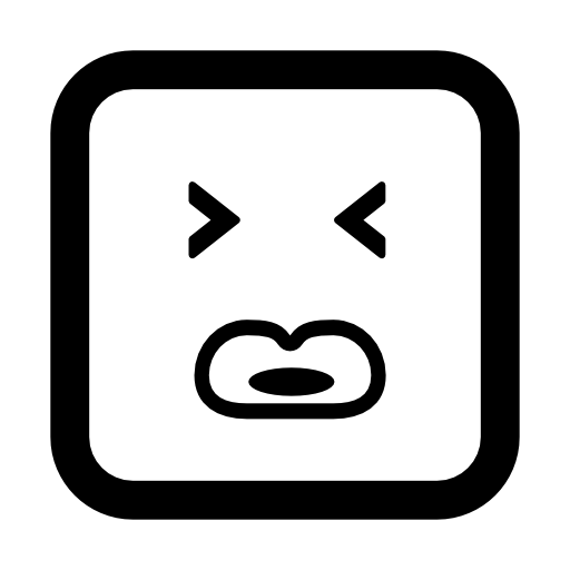 Emoticon square face with closed eyes and big lips