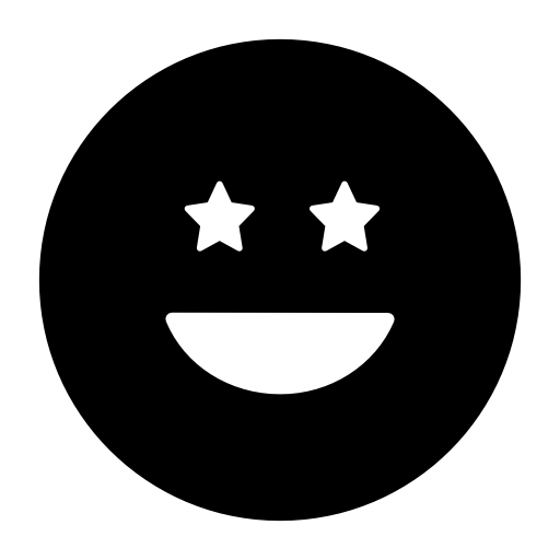 Smiling happy emoticon square face with eyes like stars