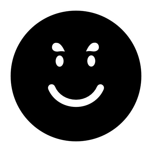 Smiling emoticon face in a square