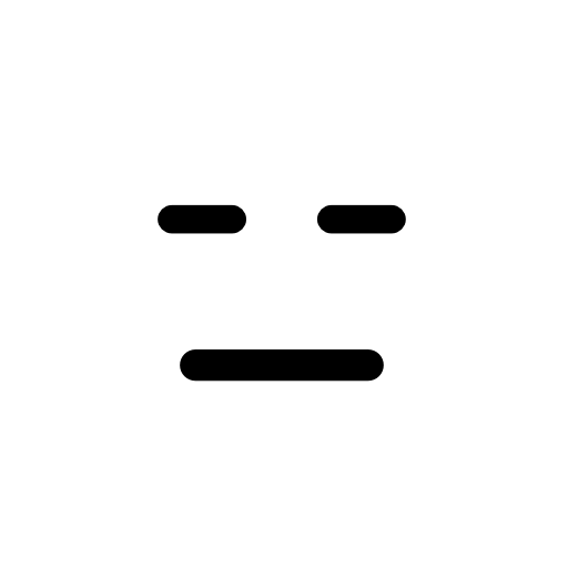 Emoticon square face with closed eyes and mouth of straight lines