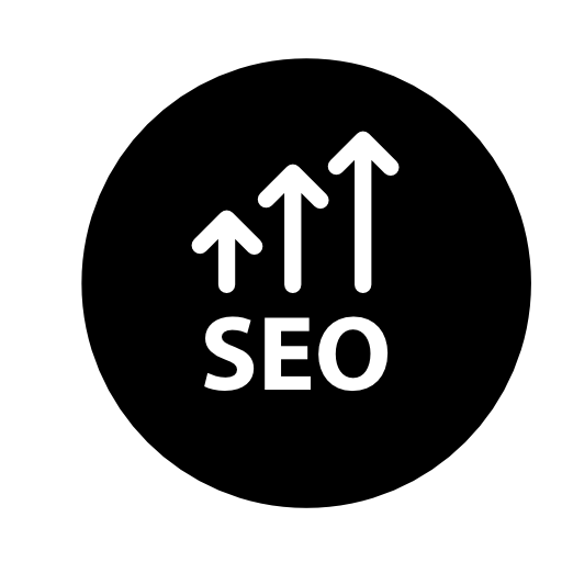 SEO up arrows symbol in a circle