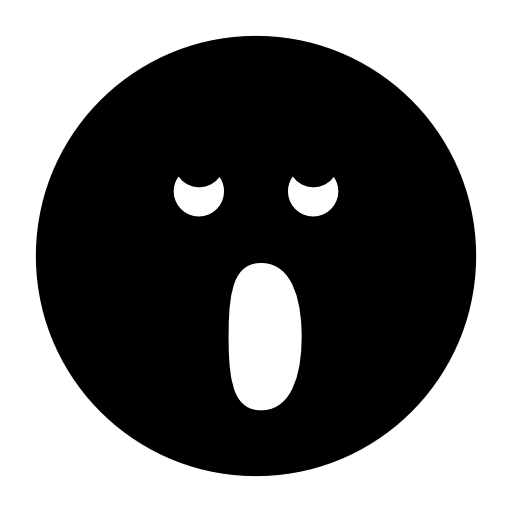 Yawning emoticon face in rounded square with open oval mouth and closed small eyes