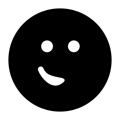 Emoticon face with the mouth at one side like a small smile in a rounded square