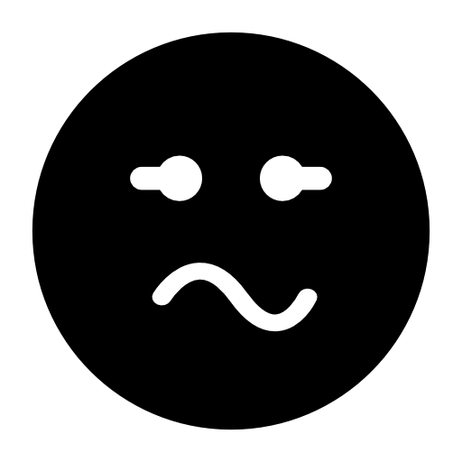 Emoticon square face with curved mouth expression