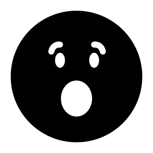 Surprised emoticon square face with open eyes and mouth