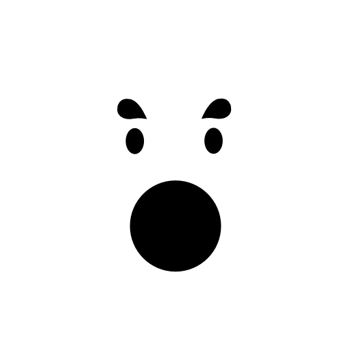 Emoticon square surprised face with open circular mouth