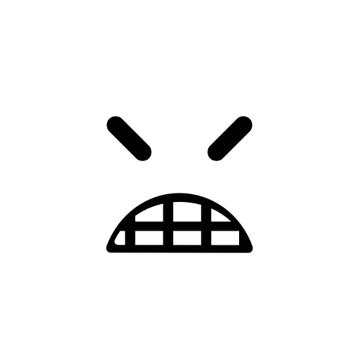 Angry emoticon square face with closed eyes