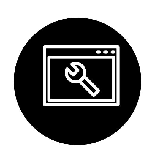 Browser setting interface circular symbol of a wrench in a window outlines inside a circle