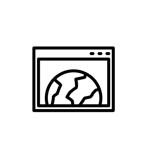 World browser outline symbol in a circle