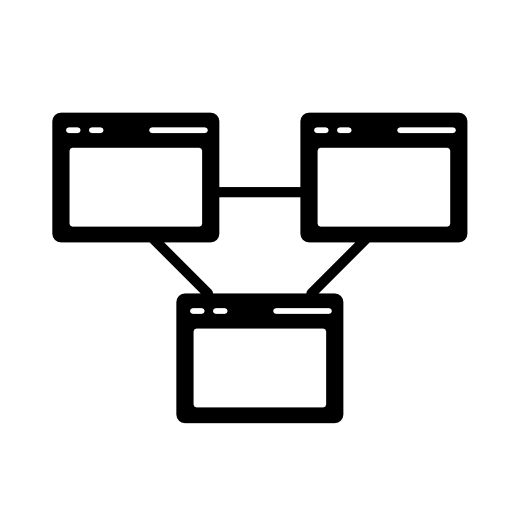 Network triangular outline symbol in a circle