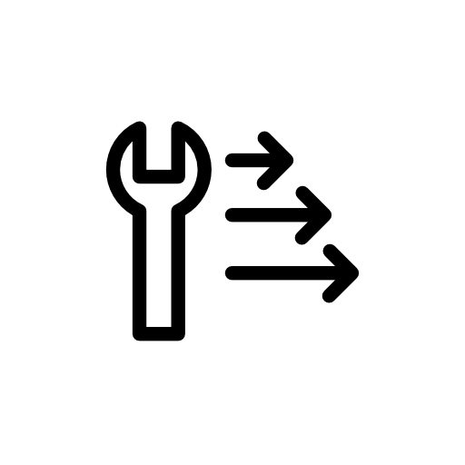 Wrench with right arrows settings interface symbol