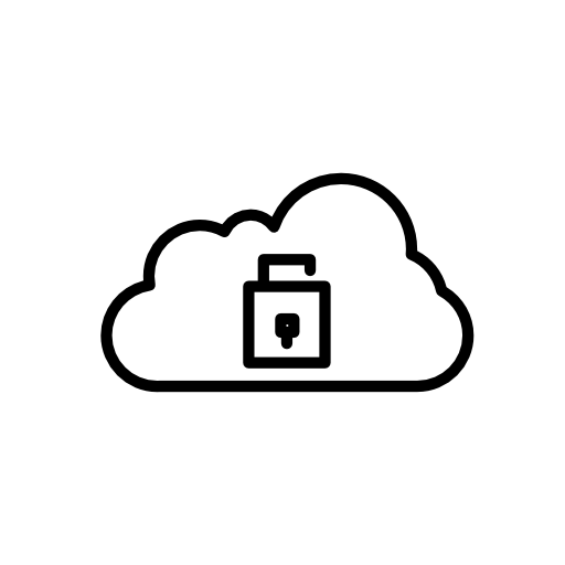 Lock on cloud symbol outline inside a circle