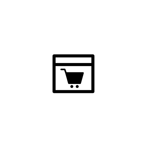 Shop with cart in window inside a circle