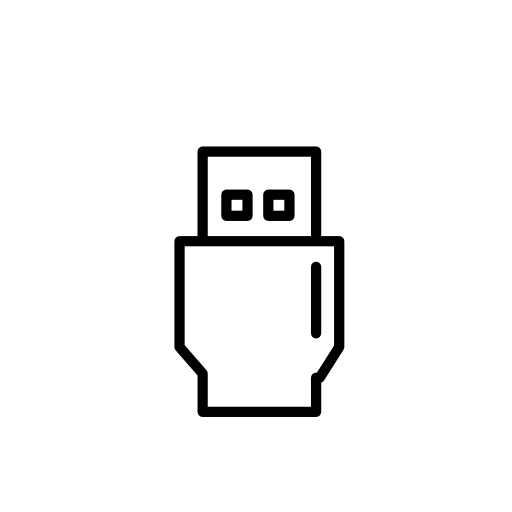 USB connector thin outline symbol in a circle