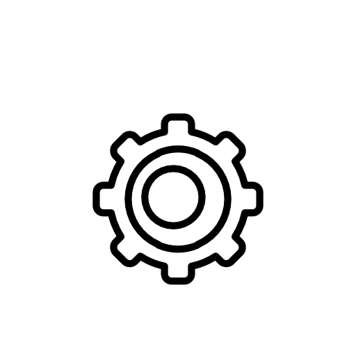 Settings gear symbol outline in a circle