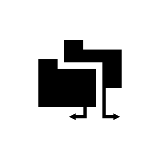 Folder share interface symbol of black folders
