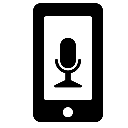 Microphone voice interface symbol on phone screen