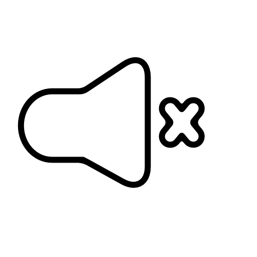 Mute phone speaker interface symbol with a cross