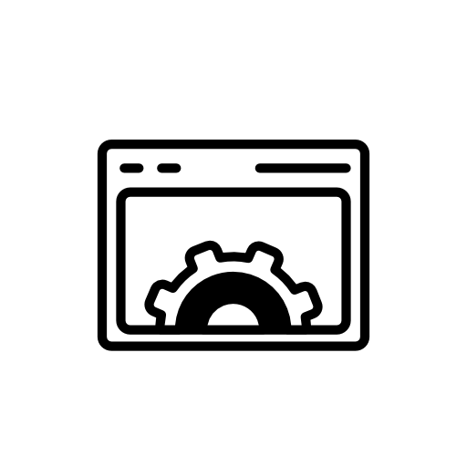 Browser settings with window and cogwheel inside a circle