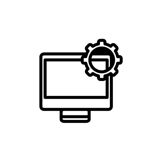 Computer setting outline interface symbol in a circle