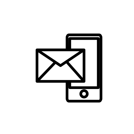 Mail and phone outline symbol in a circle