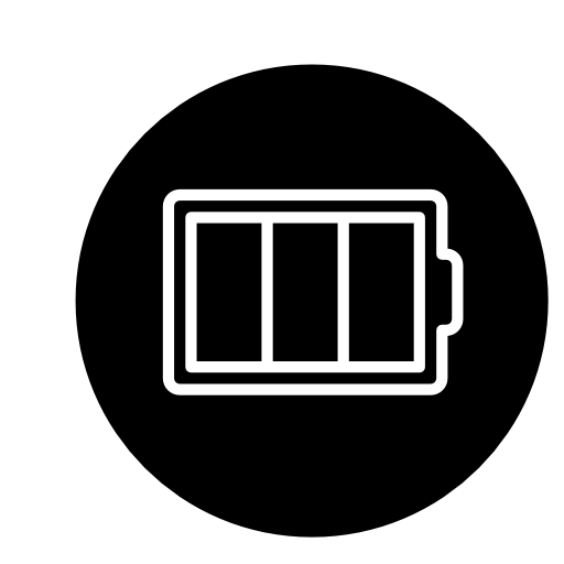 Battery outline in a circle