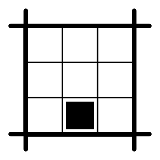 Layout square with black square at southmost center