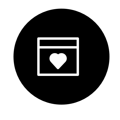 Browser with a heart symbol inside a circle