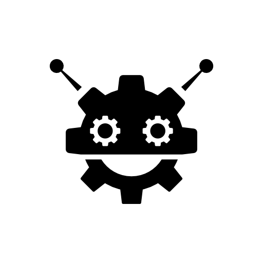 Robocog logo of a robot with cogwheel head shape