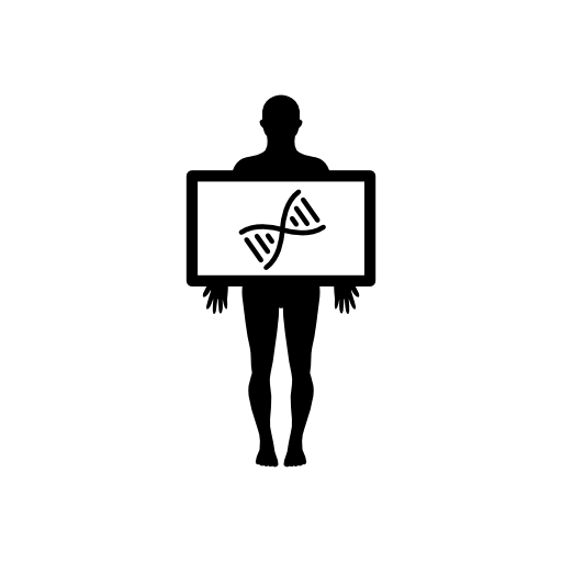 Male silhouette showing view of DNA structure