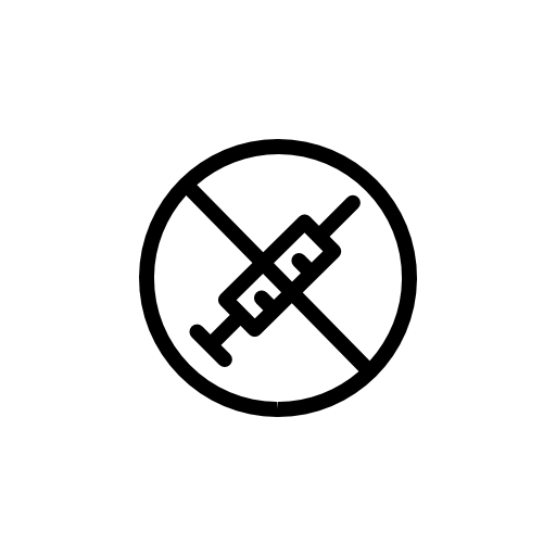 Syringe prohibition sign outline variant