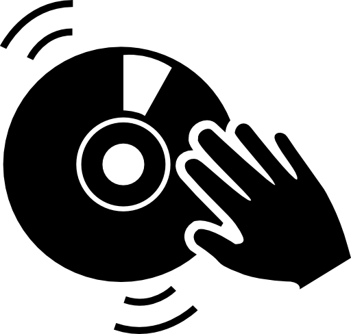 Dj hand on a vintage music disc