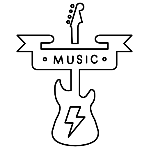 Music banner and a guitar silhouette