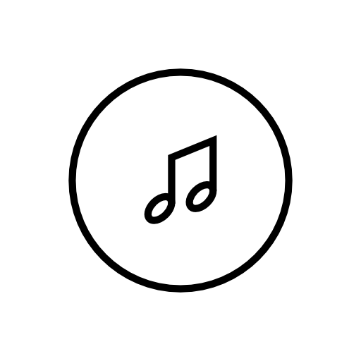 Musical note inside a button outline