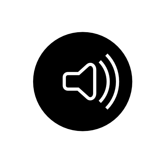 Audio speaker with sound waves in a circular outline