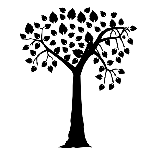 Romantic tree shape with heart shaped leaves