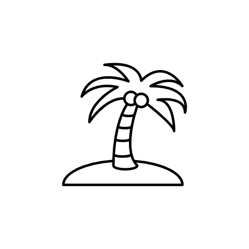 Coconut tree on an island