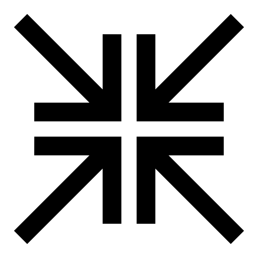 Arrows four pointing the center of a square, IOS 7 interface symbol