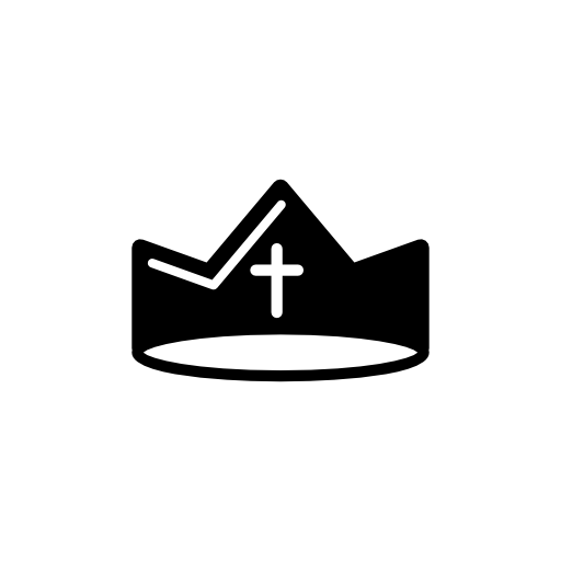 Royal crown with zig zag design on upper border and a cross in front