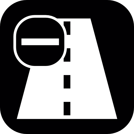 Route perspective with a minus sign in a rounded square